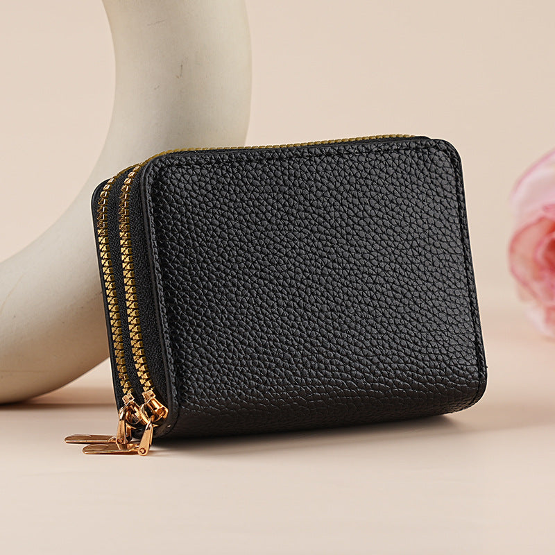 Clutch Wallet With Dual Zippers And Multiple Card Slots