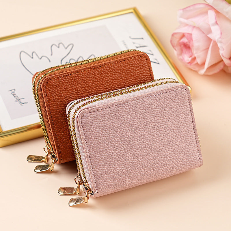 Clutch Wallet With Dual Zippers And Multiple Card Slots