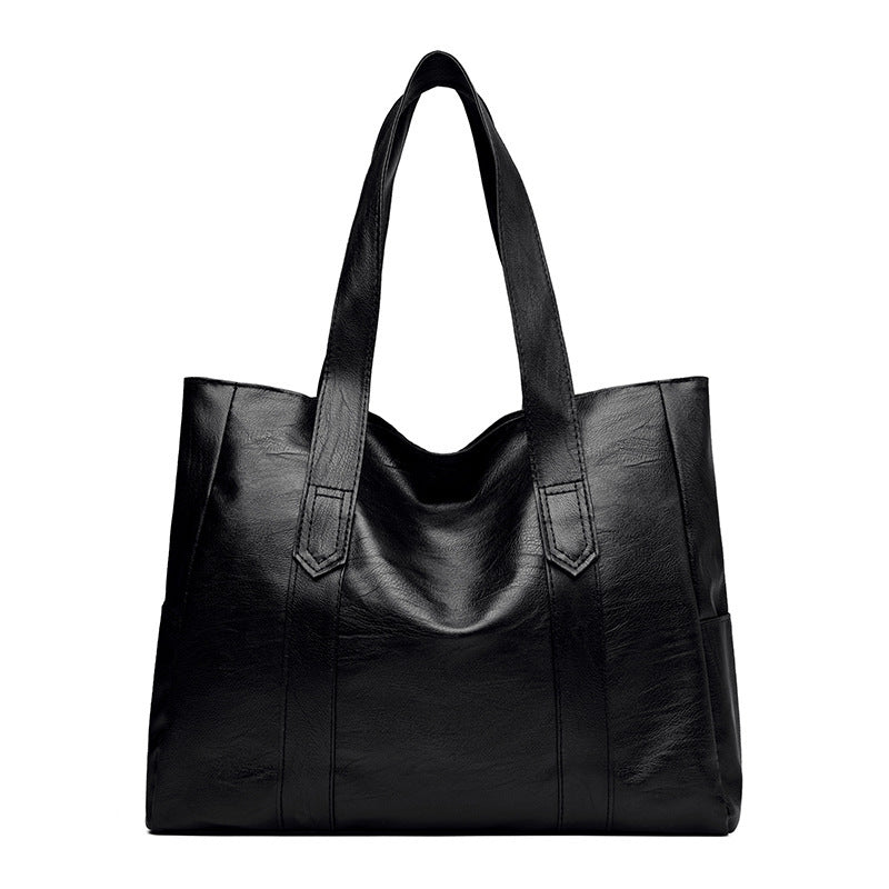 Retro High Sense Soft Leather Tote Simple Versatile Handbag Commuter Texture Ladies Underarm Bag